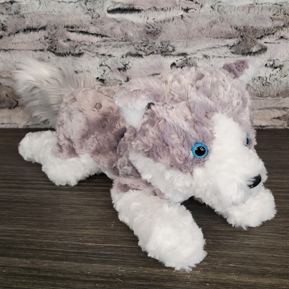 GUND Blitz Husky Dog Gray Plush 15" Stuffed Animal, Blue Eyes 4061312‎ EUC